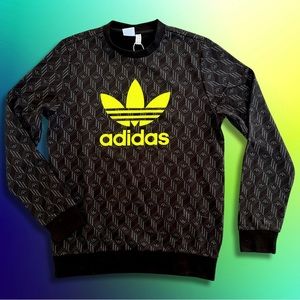 ADIDAS ORIGINAL CREW SWEATSHIRT | SIZE SMALL | CHARCOAL BLACK | COTTON FABRIC